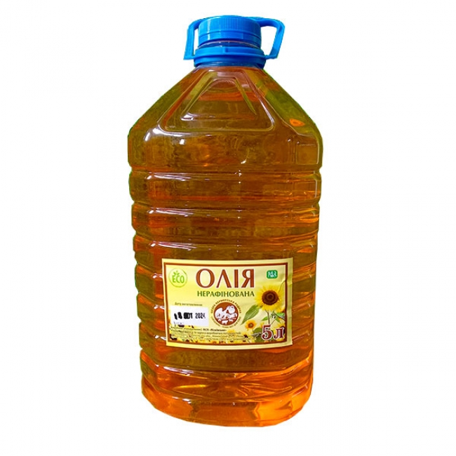Олія соняшникова НЕРАФІНОВАНА, 5 л